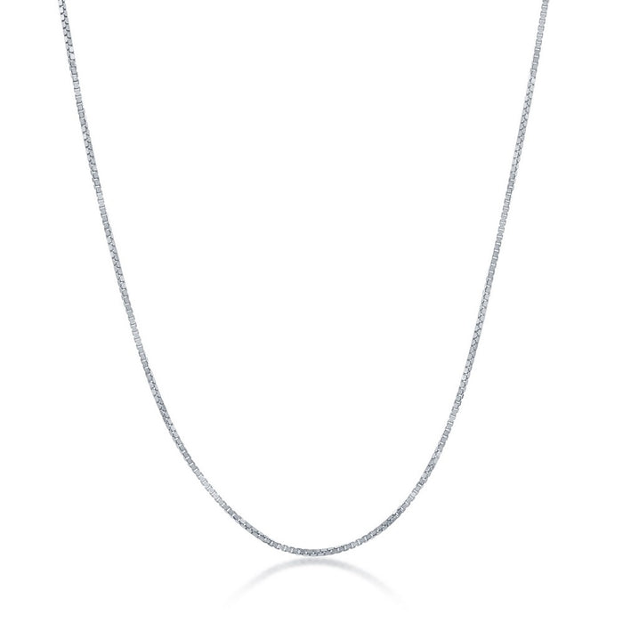 Sterling Silver 24” 0.85mm Box Chain - Rhodium Plated