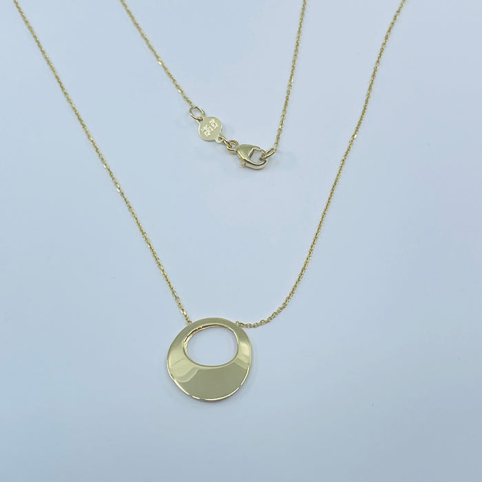 14kt Yellow Gold freeform disk necklace