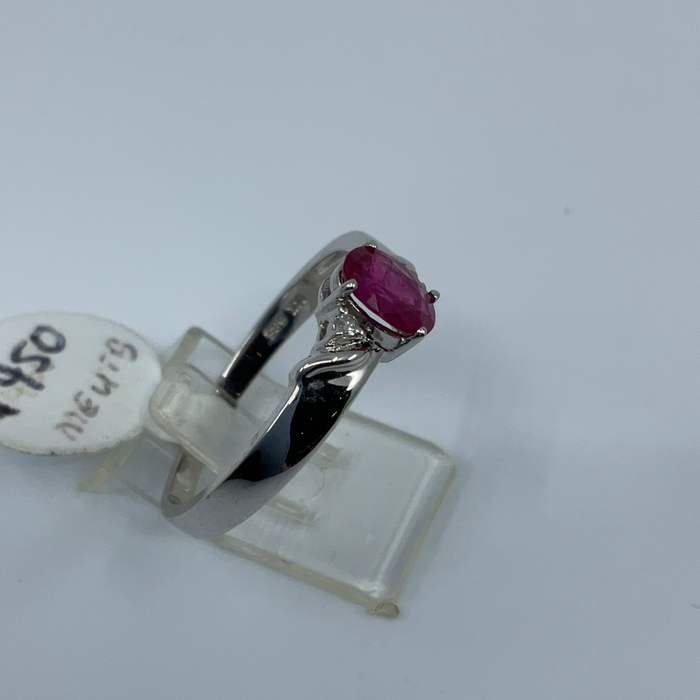 14kt White Gold Ruby and diamond ring