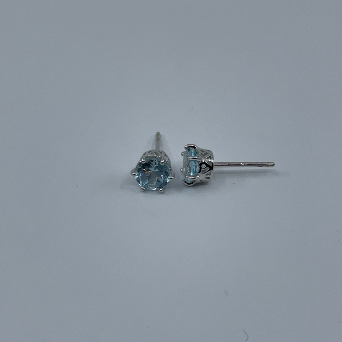 Sterling Silver Topaz Six-Prong Round 6MM Gemstone Stud Earrings