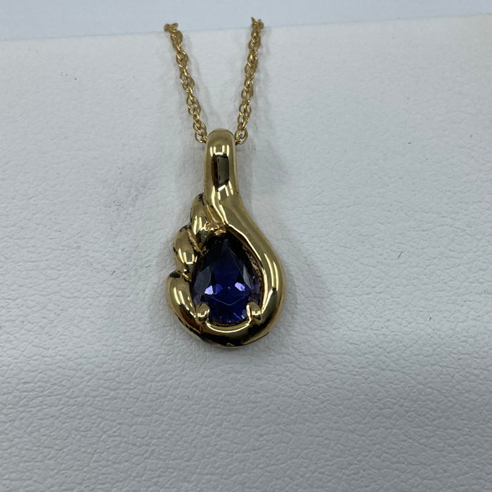 14kt Yellow Gold custom Iolite pendant
