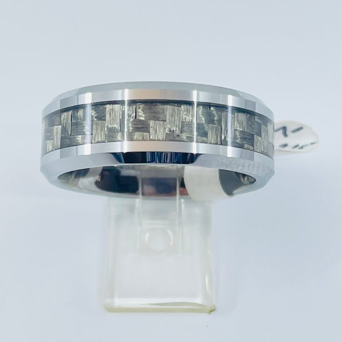 Tungsten carbide 8mm band with carbon fiber inlay size 9.5