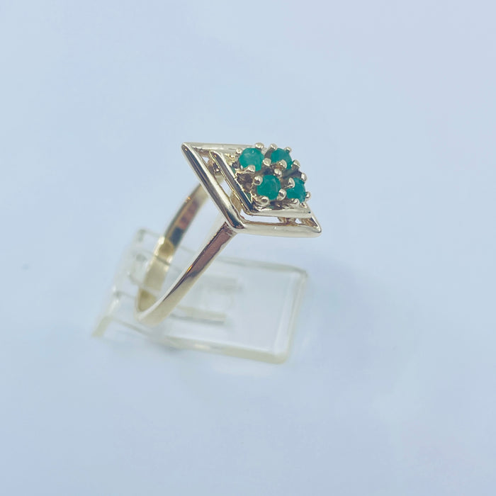 10kt Yellow Gold 4 Emerald Ring