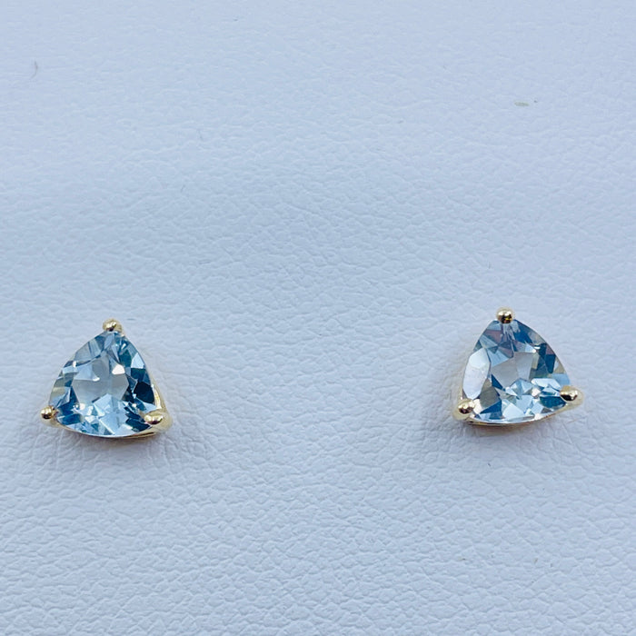 14kt Yellow Gold Trillion shaped Aquamarine Earrings