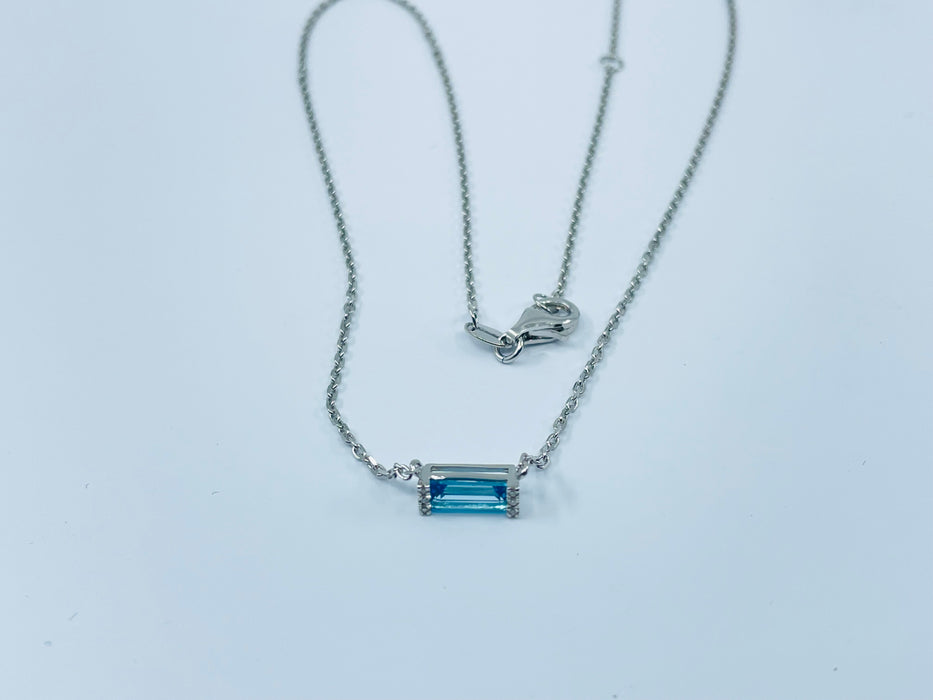 Sterling Silver Blue Topaz baguette Pendant