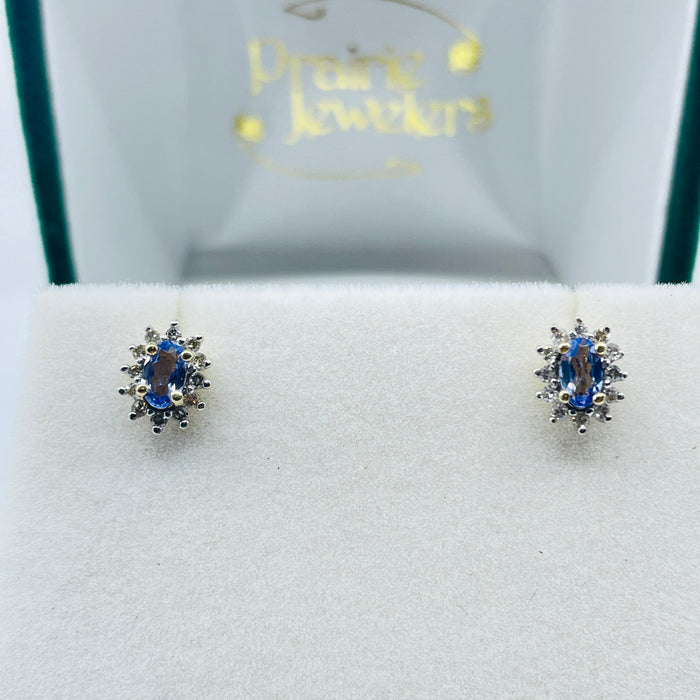 14kt Yellow Gold Tanzanite and Diamond earrings