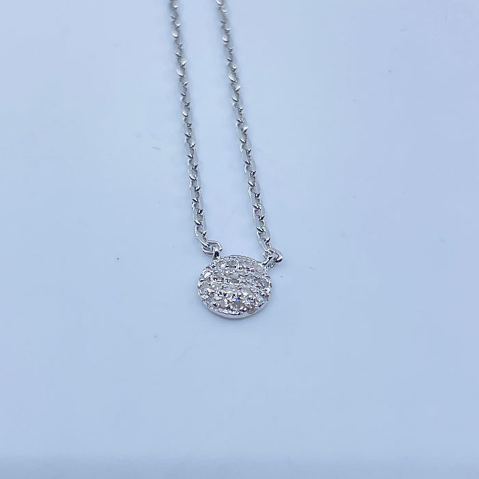 Sterling Silver .04ctw Diamond disk Pendant