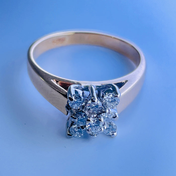 14kt Yellow Gold 9 Diamond cluster ring