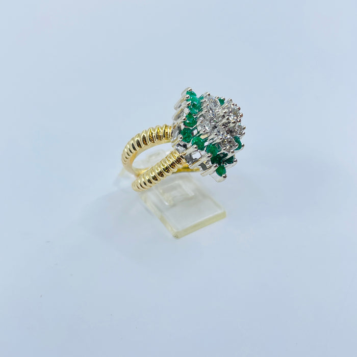 14kt Yellow Gold Emerald and Diamond Ring