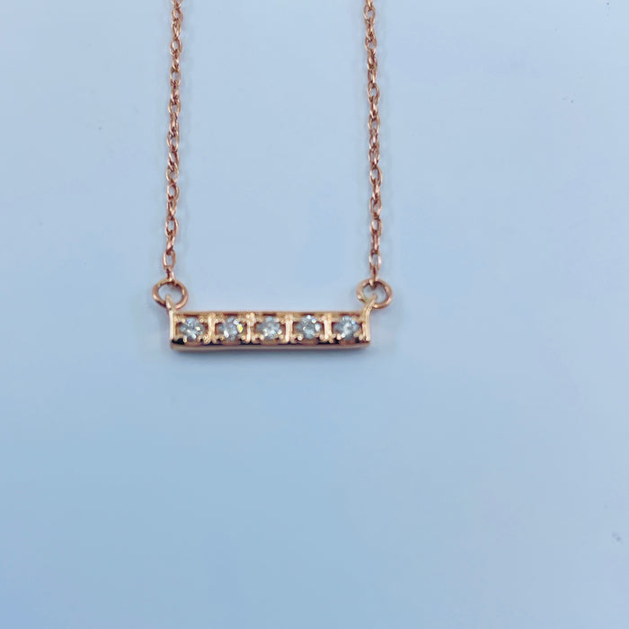 10kt Rose Gold 5 Diamond .06ctw Bar Necklace