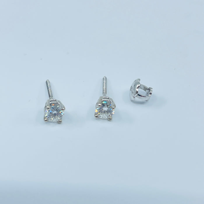 14kt White Gold 3.5mm Moissanite earrings
