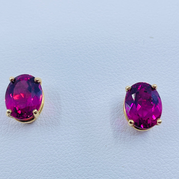 14kt Yellow Gold Pink Tourmaline 4.15ctw oval earrings