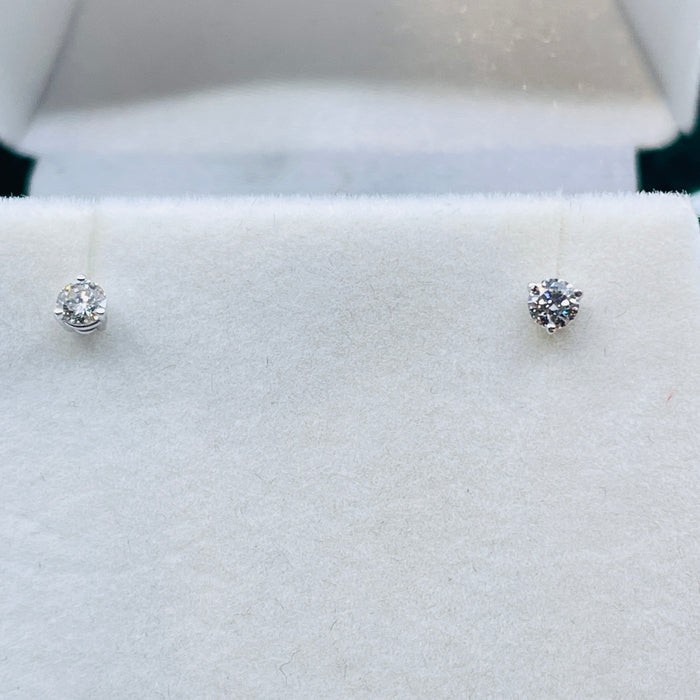 14kt White gold .23 J/K SI2 Martini set round brilliant diamond stud Earrings