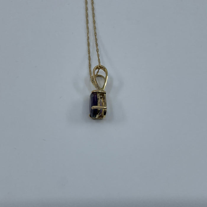 14KT Yellow Gold Amethyst Tear Drop Pendant