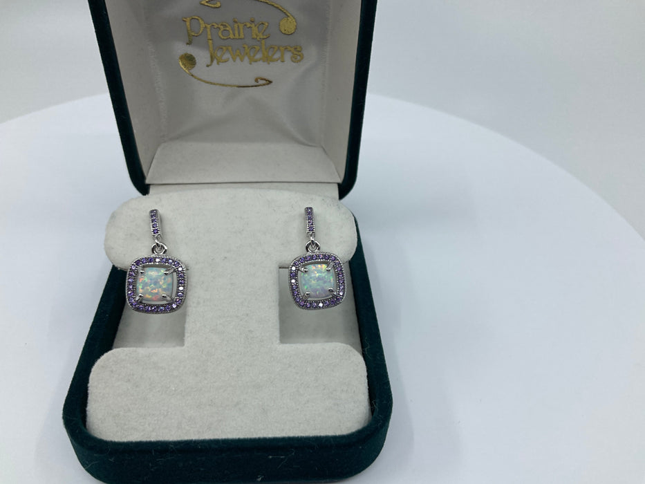 Sterling silver white opal earrings