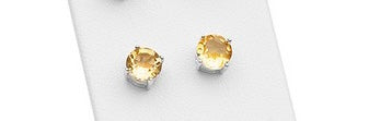 Sterling Silver Round 6mm Gemstone Prong Set Citrine Studs