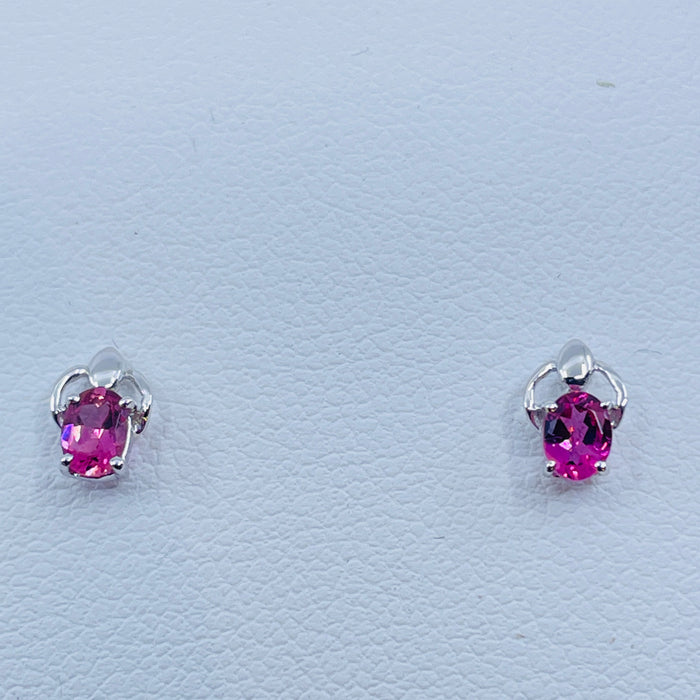14kt White Gold Pink Tourmaline Earrings