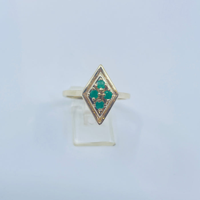 10kt Yellow Gold 4 Emerald Ring
