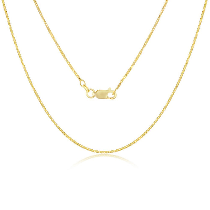 Sterling Silver 1.0mm Box Chain - Gold Plated 24”