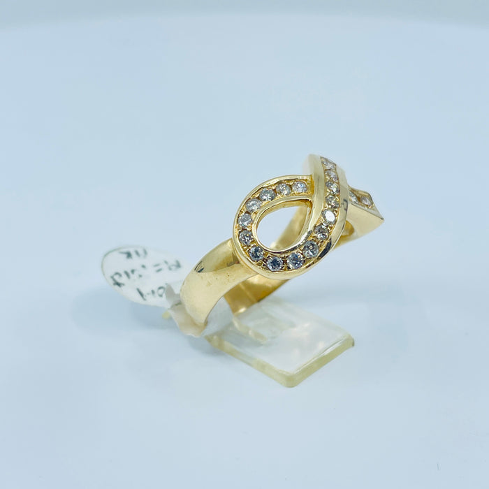 14kt Yellow Gold diamond Ribbon ring