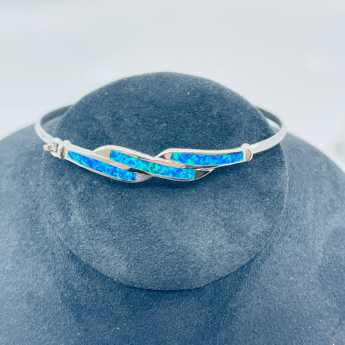 Sterling Silver Opal inlay bangle bracelet