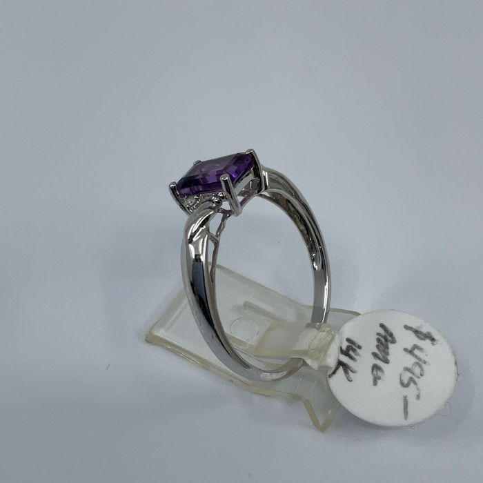 14kt White Gold Amethyst and Diamond Ring