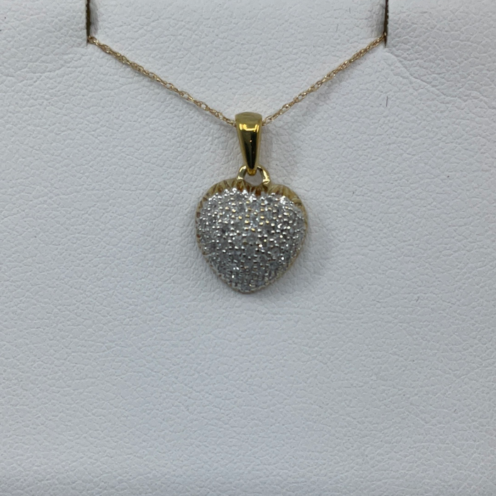 14kt Yellow Gold heart shaped diamond pendant