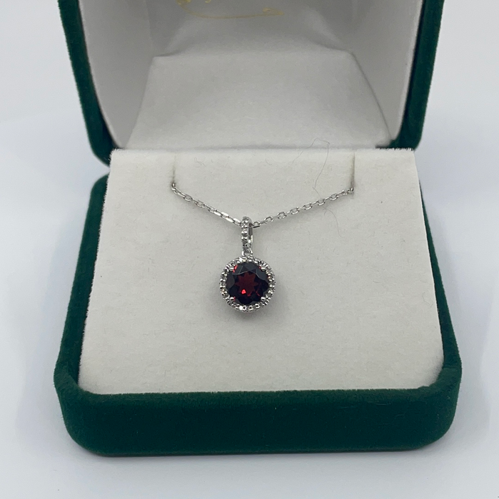Sterling silver Garnet and Diamond Pendant