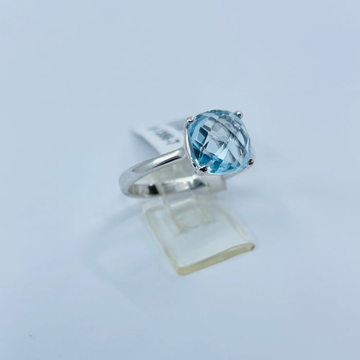 Sterling silver square Blue Topaz Ring