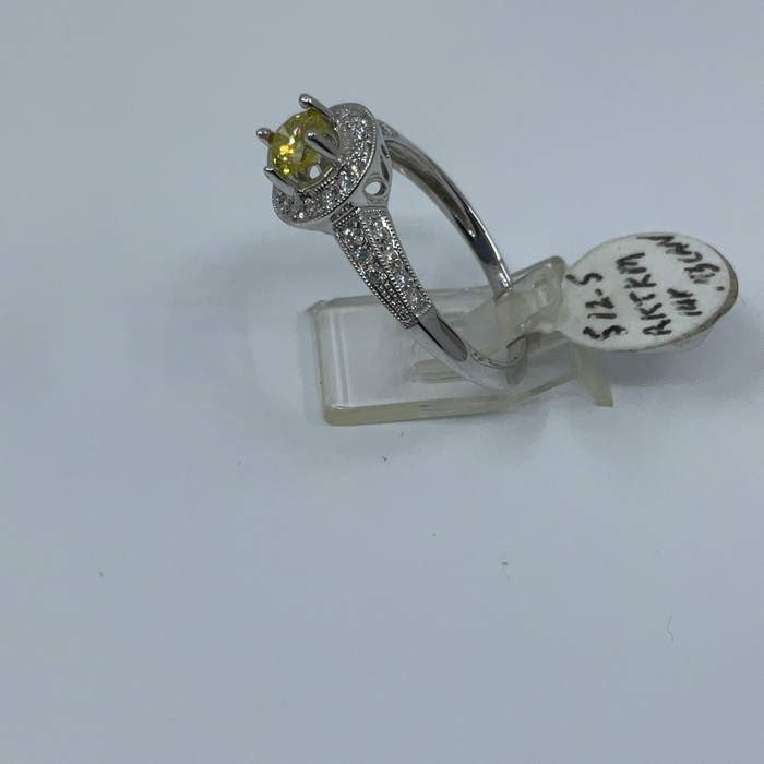 14kt White gold Fancy Yellow diamond engagement ring