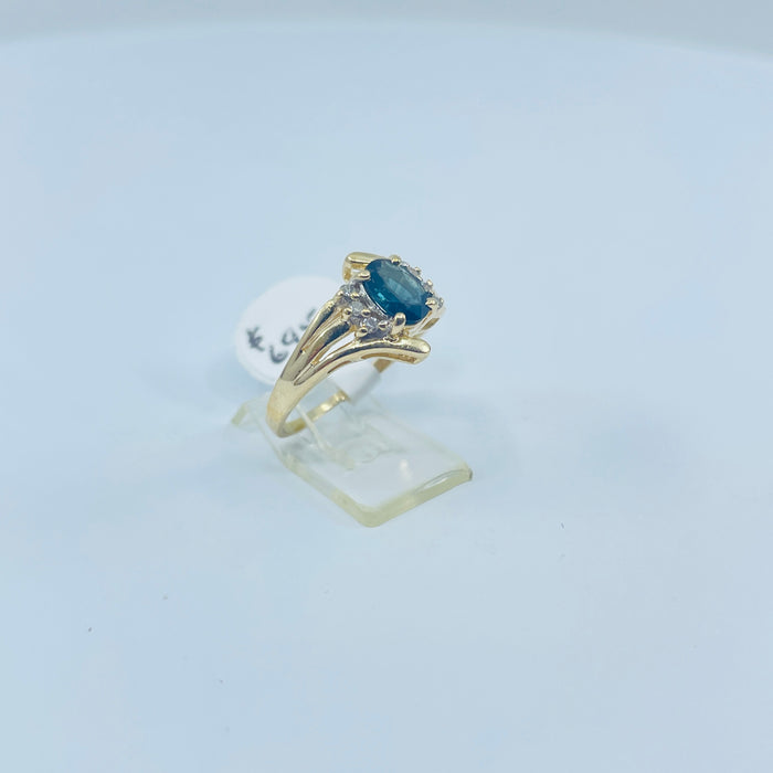 14kt Yellow Gold Blue Sapphire and Diamond ring