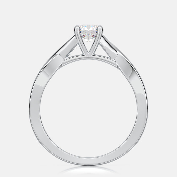 Criss-cross split shank solitaire engagement mounting ring, any shape stone