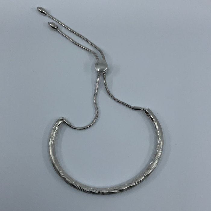 Sterling silver half bangle bracelet with adjustable chain