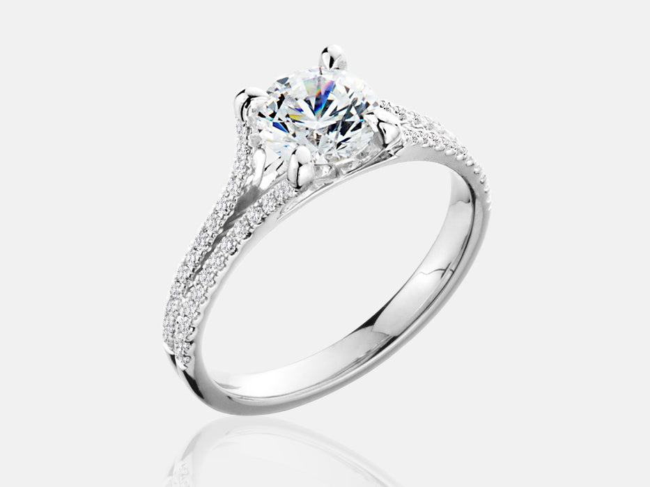 Split shank 52 diamond engagement ring set with no less than 0.23 Mounting