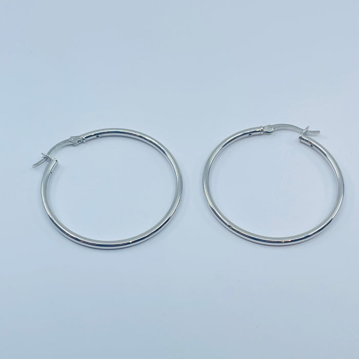 Sterling Silver 2x30mm Hoop Earrings