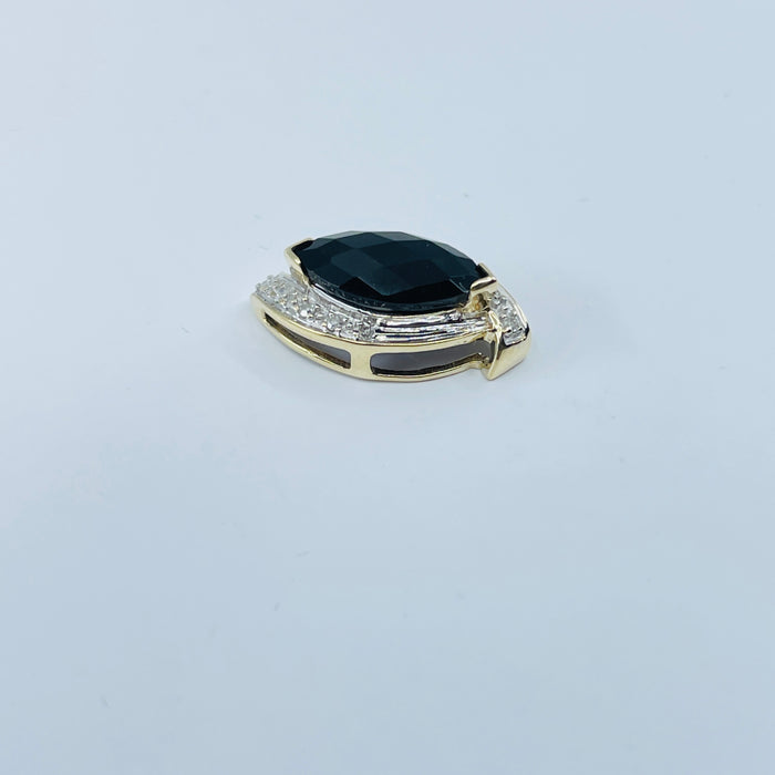 10kt Black Onyx and Diamond Pendant
