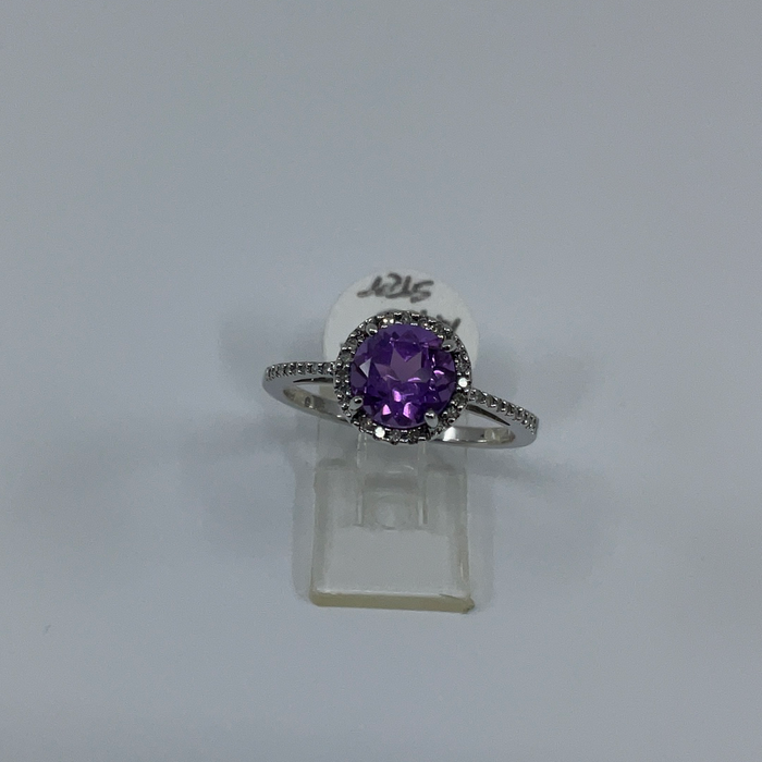 Sterling silver Amethyst and Diamond Ring