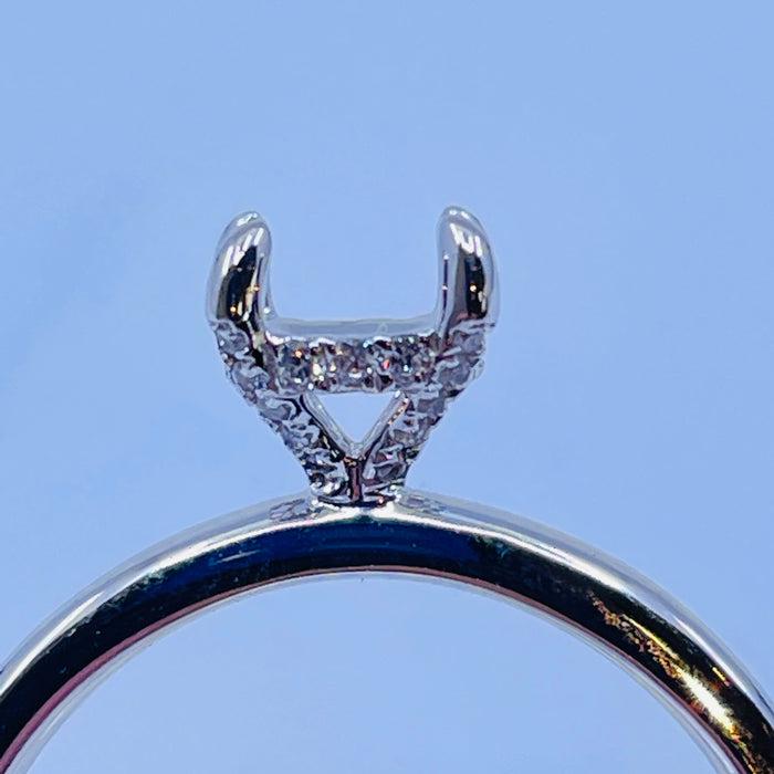 14kt White Gold Hidden Halo with diamond prongs Mounting