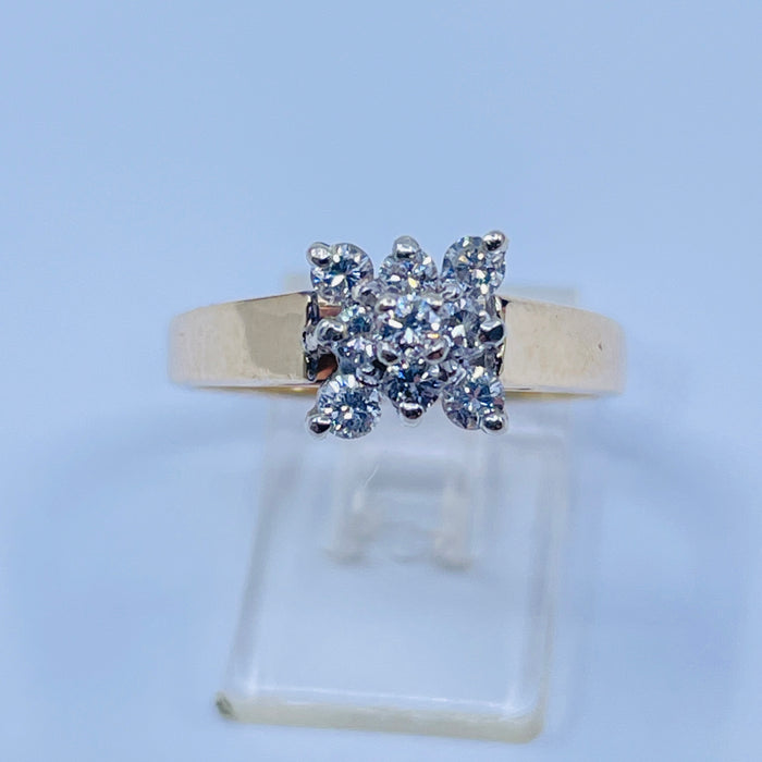 14kt Yellow Gold 9 Diamond cluster ring
