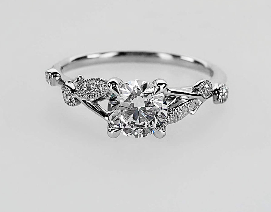 Leaf and vine cathedral engagement ring Mounting