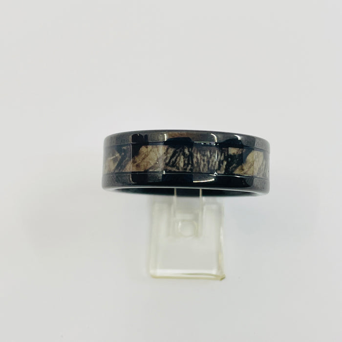 Black Tungsten carbide 8mm band with Camo inlay size 11
