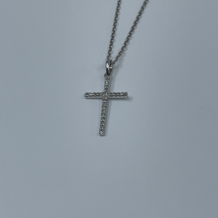Sterling silver .09ctw diamond cross pendant