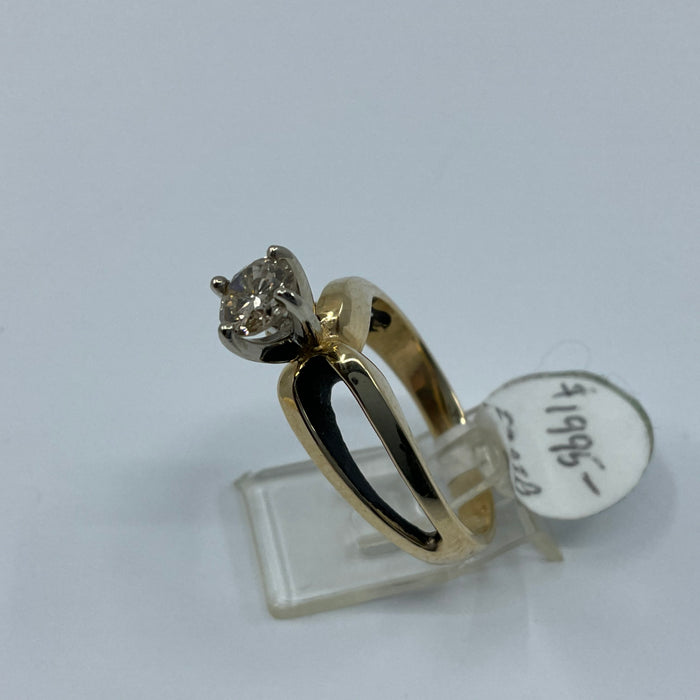 14kt Yellow Gold chocolate colored solitaire