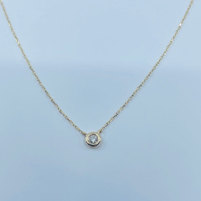 14kt Yellow Gold Diamond bezel Necklace