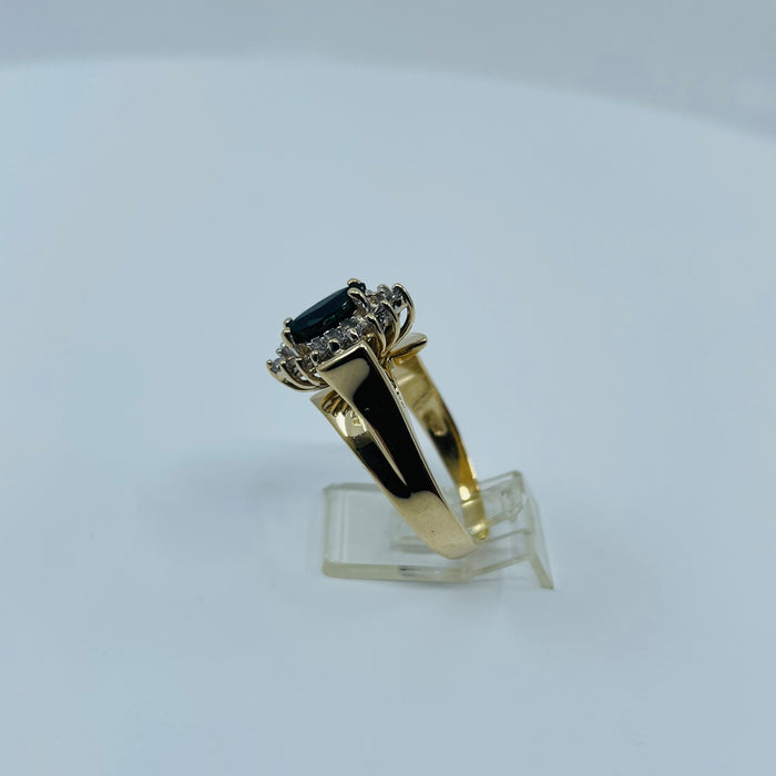 14kt Yellow Gold MQ Sapphire and Diamond Ring