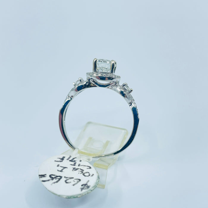 14kt White Gold diamond halo Engagement Ring