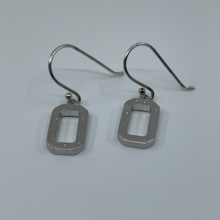 Sterling silver rectangle drop earrings