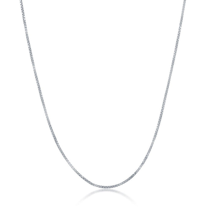 Sterling Silver 16” 0.85mm Box Chain - Rhodium Plated