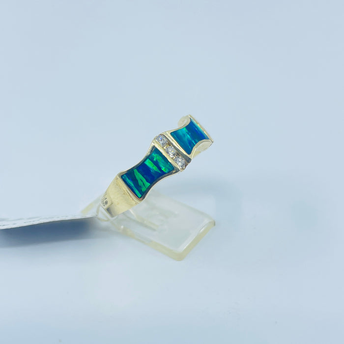 14kt Yellow Gold Opal and Diamond Ring