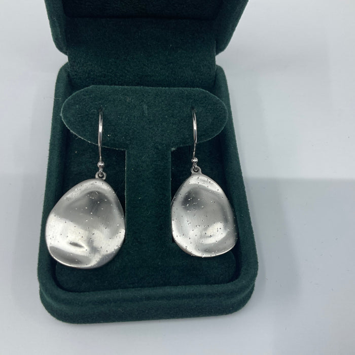 Peas in a Pod shaped Sterling Silver earrings with distressed finish and pinholes for light distribution